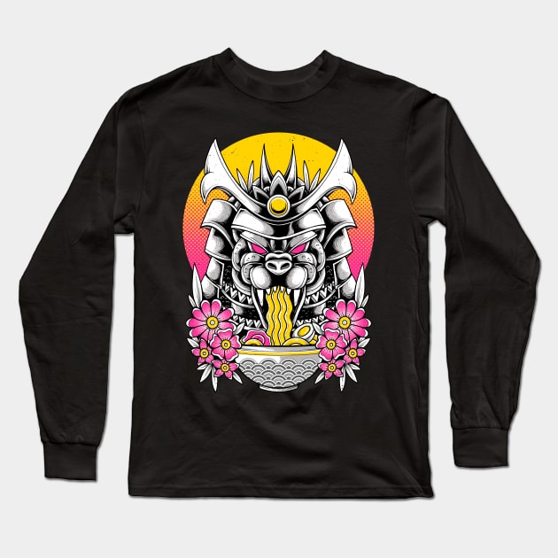 Samurai Kaiju Ramen Long Sleeve T-Shirt by GODZILLARGE